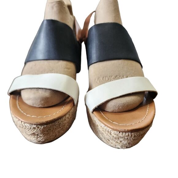 Kenneth Cole Reaction Oscar Go 3 black & tan espadrille wedge sandals 11 - Picture 4 of 6